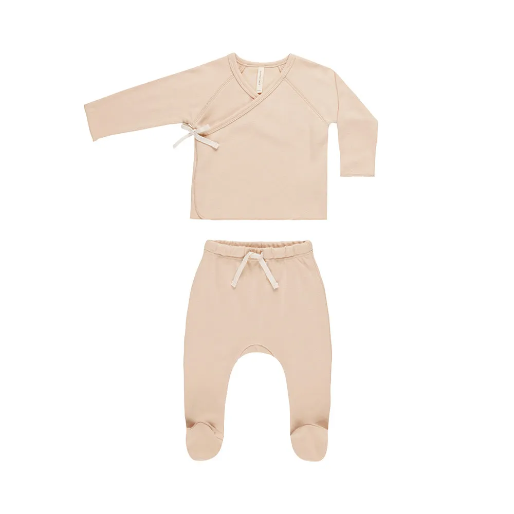 Wrap Top   Footed Pants Set | Shell