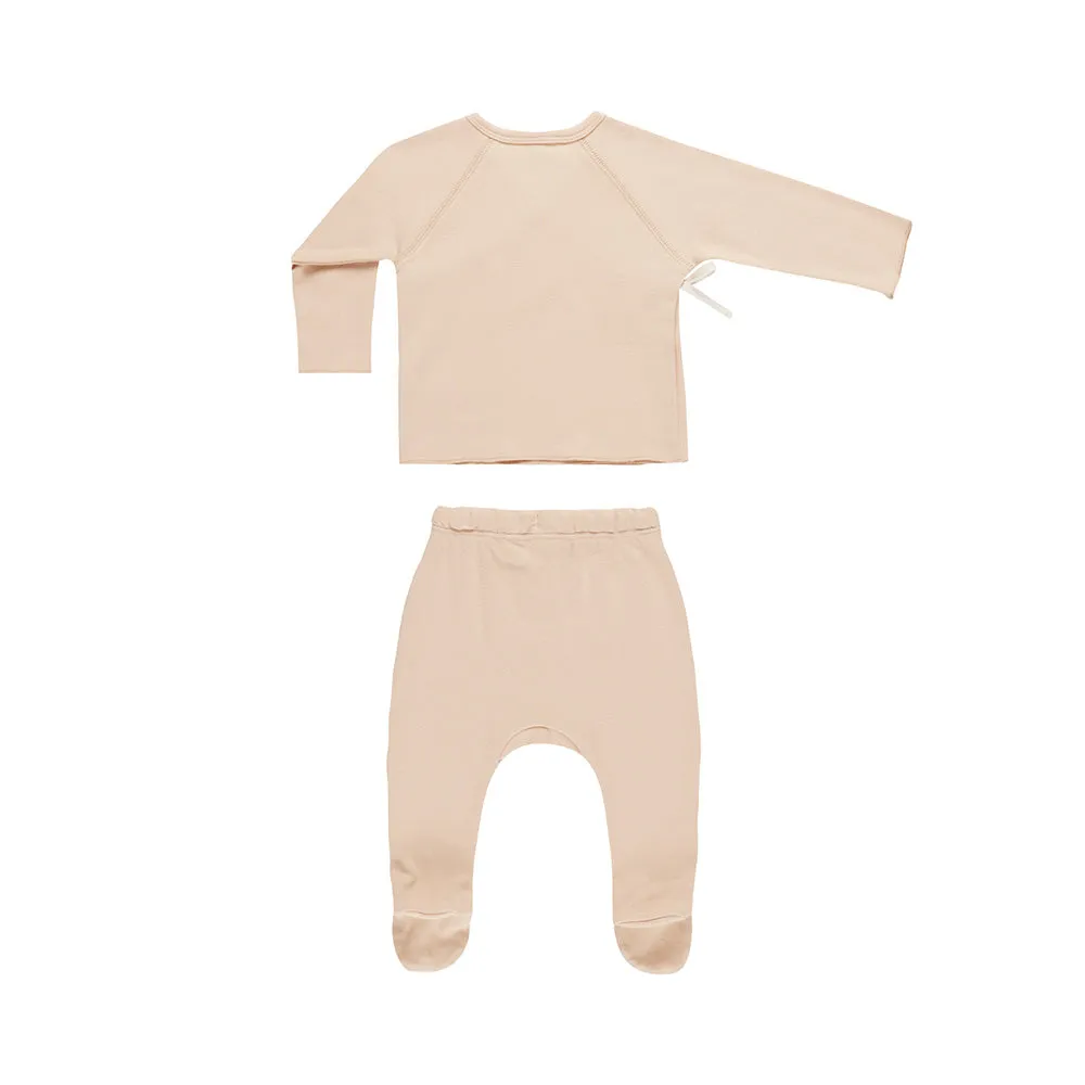Wrap Top   Footed Pants Set | Shell