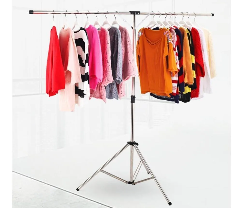 WWZY Stainless steel Drying racks Fold Travel Fall to the ground Balcony Indoor Simple Clothes hangers