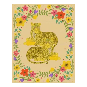 Yellow Cheetah Twin Floral Hand Tufted Rug