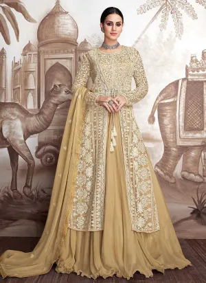 Yellow Heavy Embroidered Jacket Style Anarkali Suit