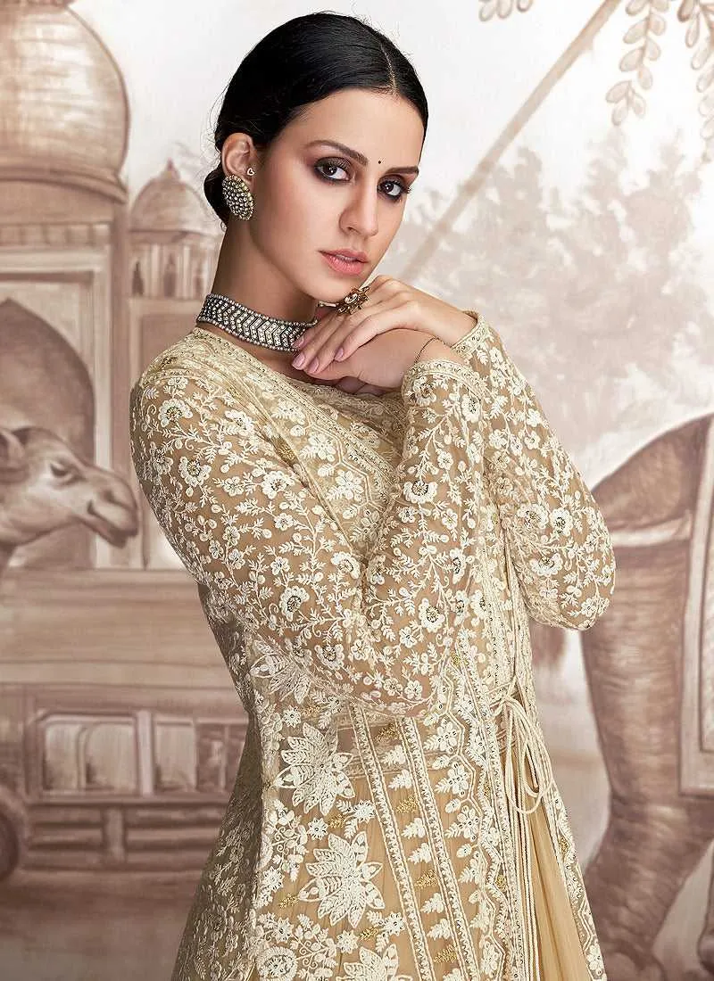 Yellow Heavy Embroidered Jacket Style Anarkali Suit