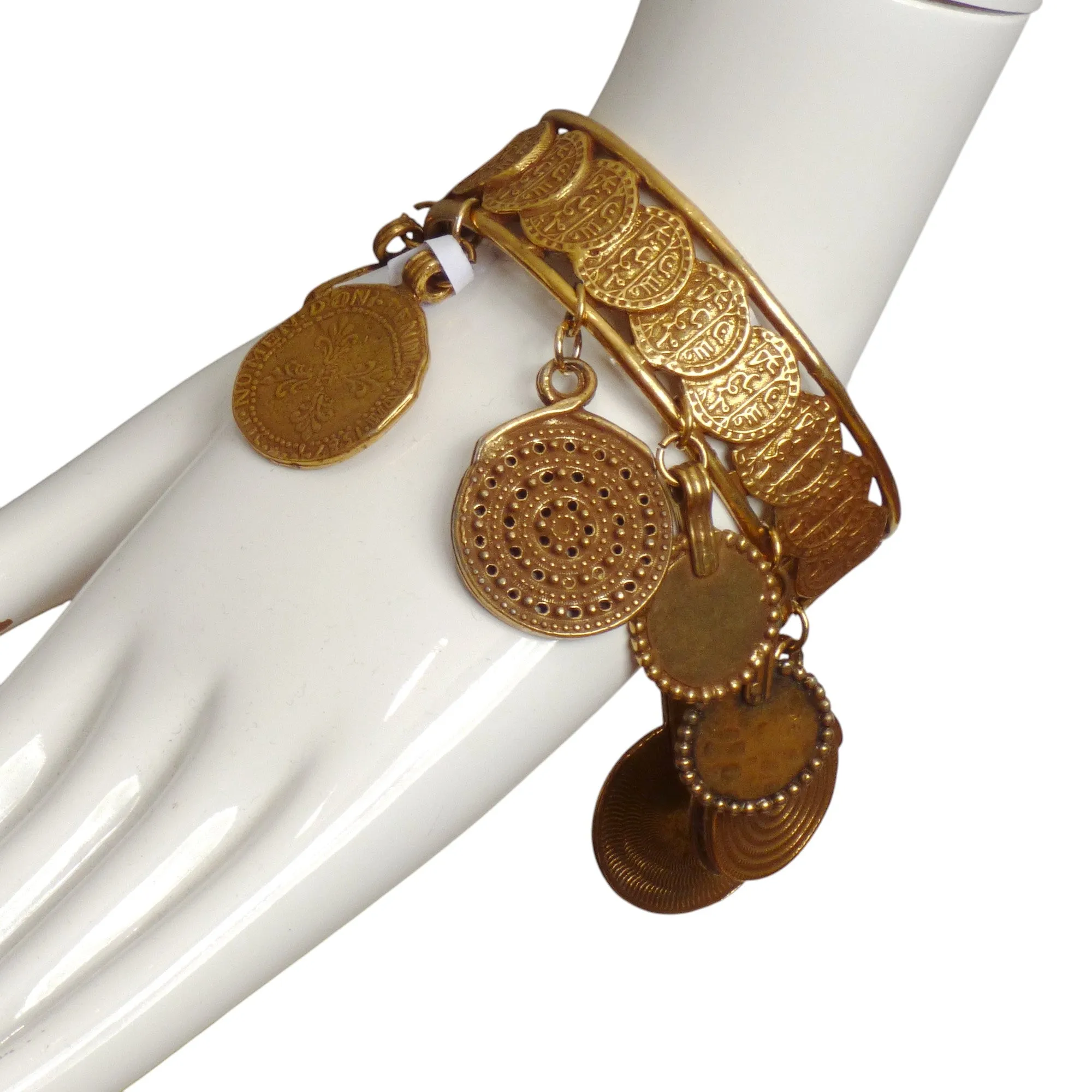 YVES SAINT LAURENT-1977 Gold Charm Bangle Bracelet