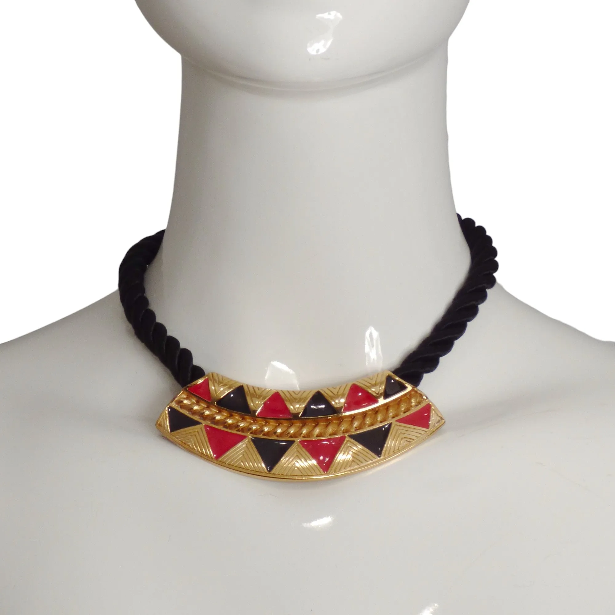 YVES SAINT LAURENT- 1980s Enamel & Cord Choker