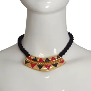 YVES SAINT LAURENT- 1980s Enamel & Cord Choker