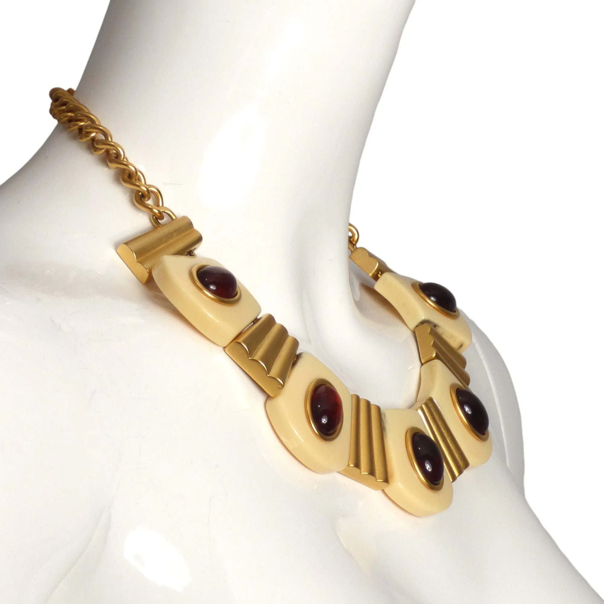 YVES SAINT LAURENT- 1980s Resin & Metal Parure