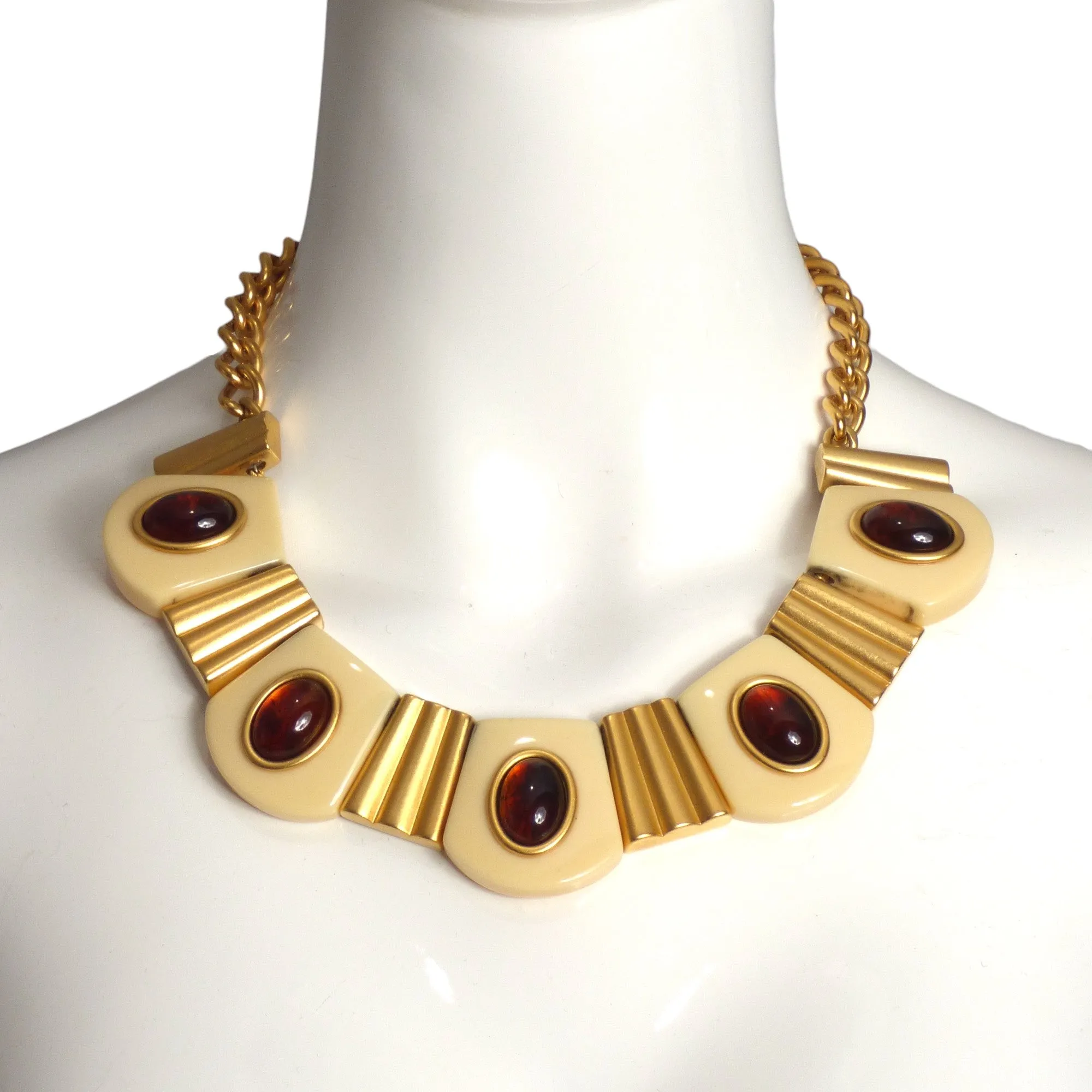 YVES SAINT LAURENT- 1980s Resin & Metal Parure