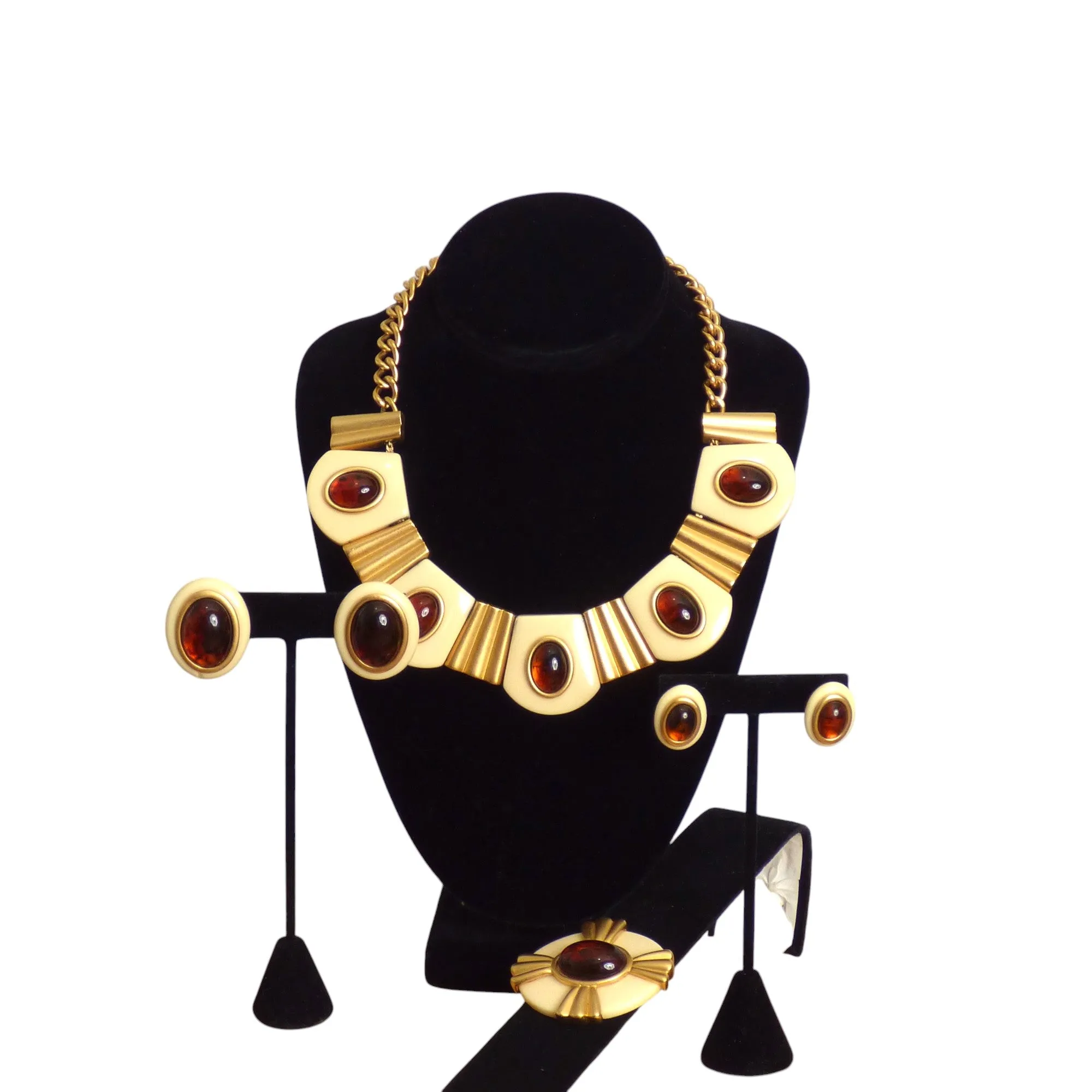 YVES SAINT LAURENT- 1980s Resin & Metal Parure