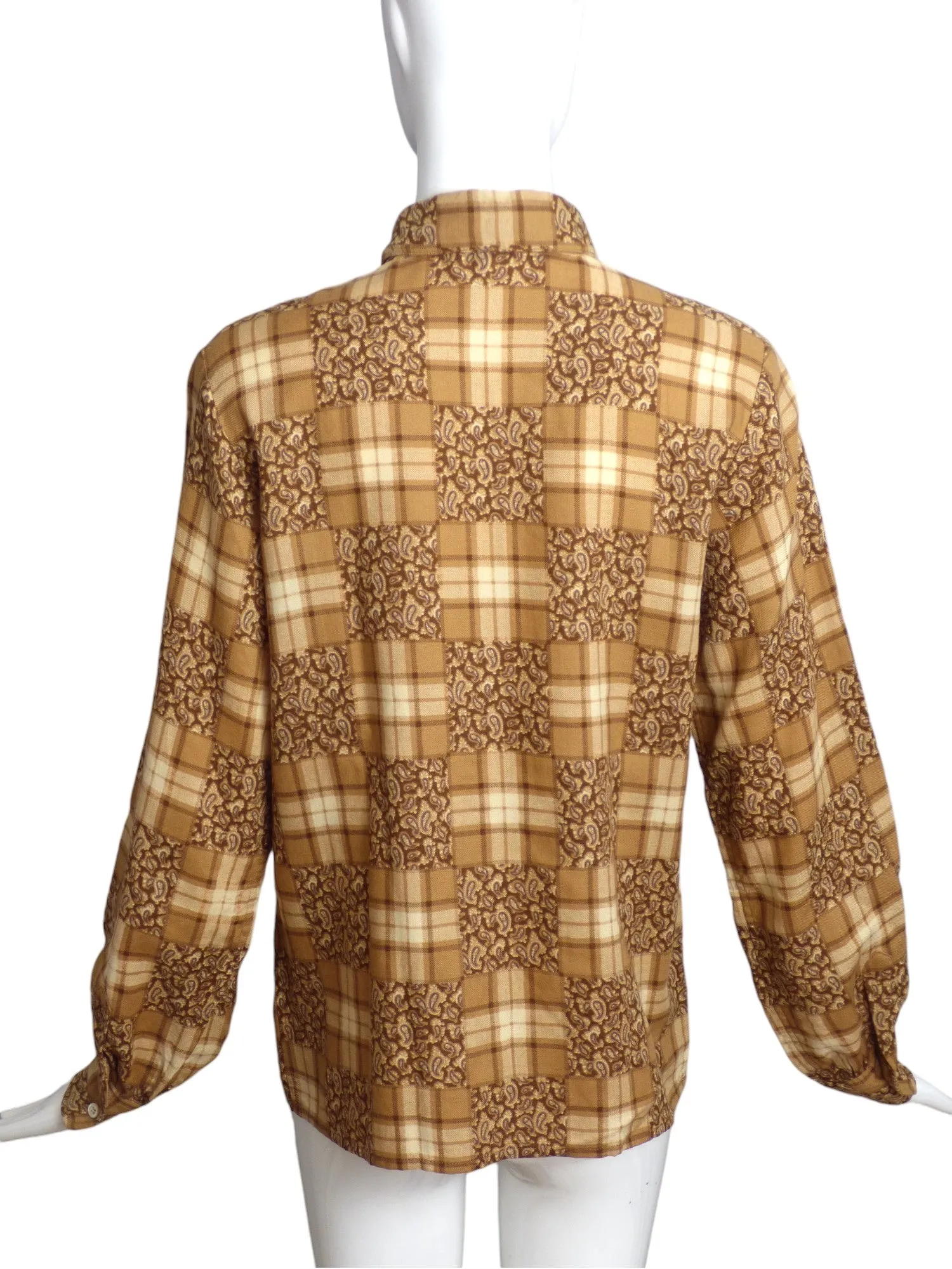 YVES SAINT LAURENT- 1980s Wool Print Blouse, Size-8