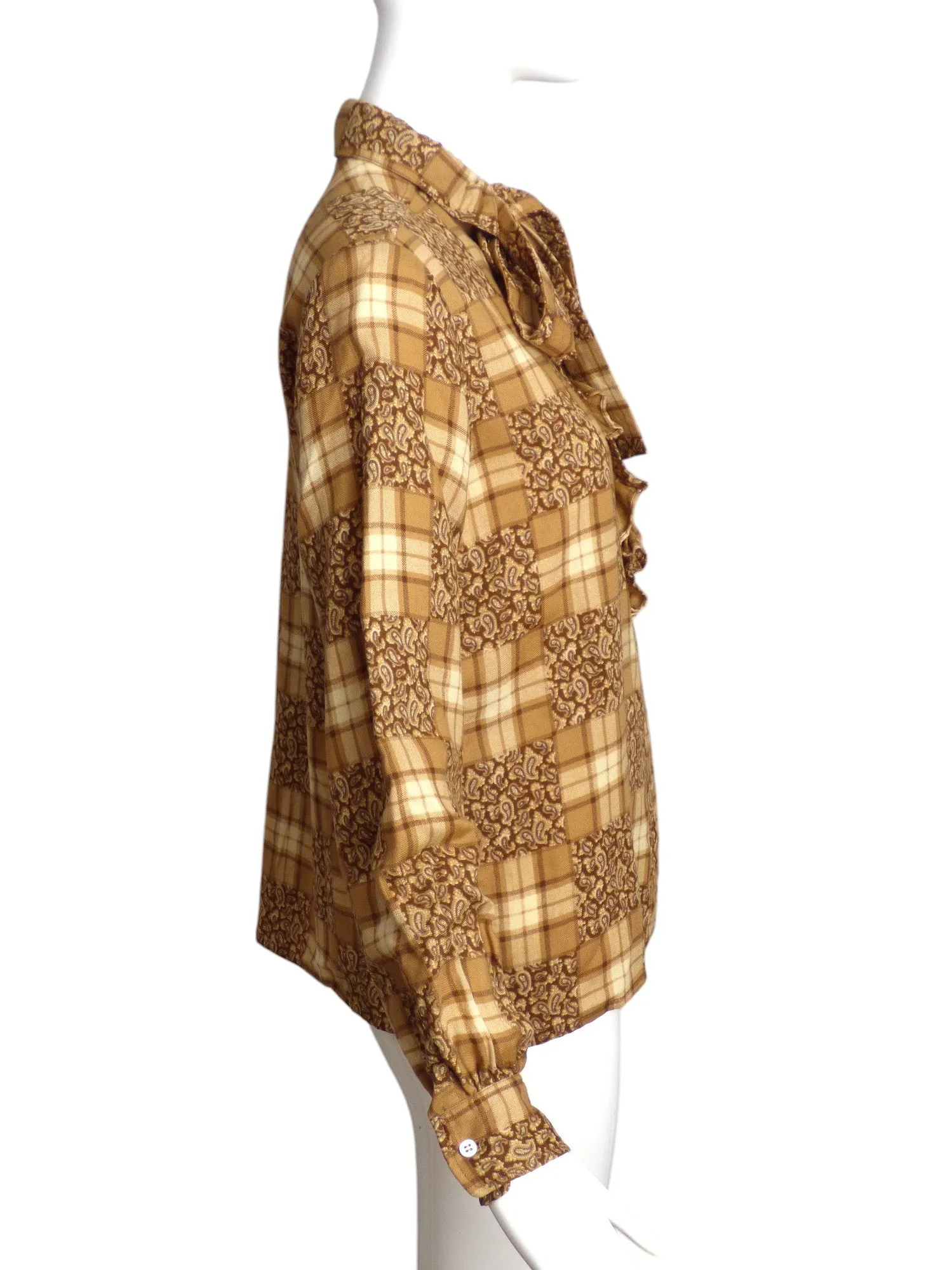 YVES SAINT LAURENT- 1980s Wool Print Blouse, Size-8