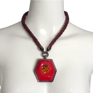 YVES SAINT LAURENT- Braided Leather Pendant Necklace