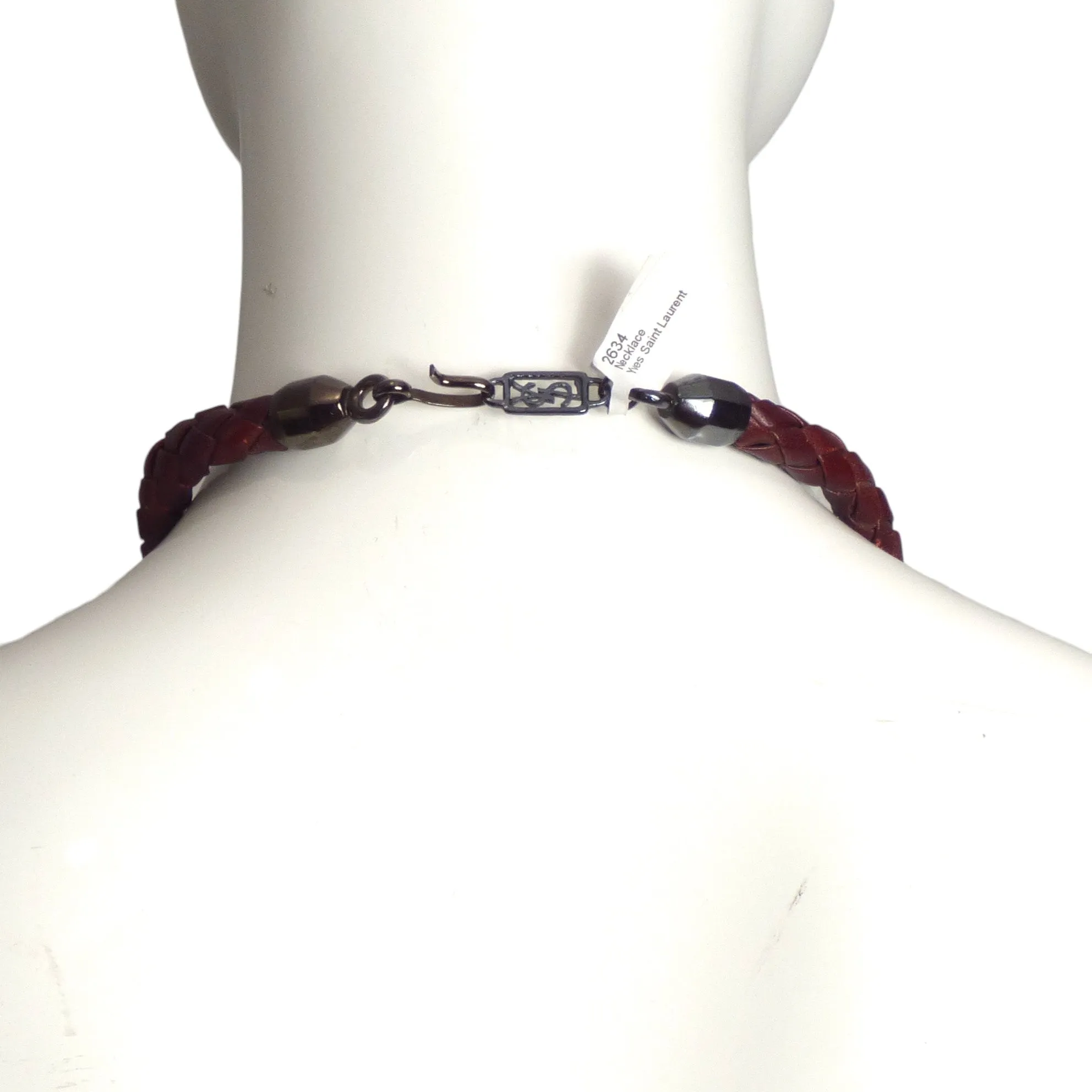 YVES SAINT LAURENT- Braided Leather Pendant Necklace